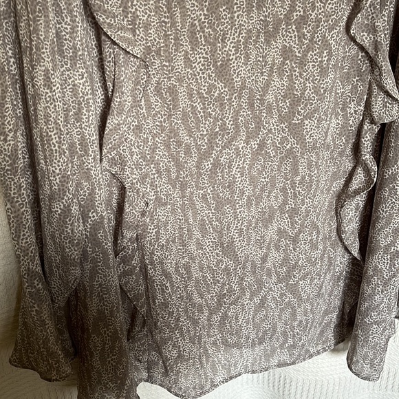 EUC 2X flowy ruffle front sheer blouse - Picture 3 of 9